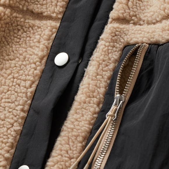 H&M THICK SHERPA FLEECE COAT WITH COLLAR Tan - Picture 3 of 8